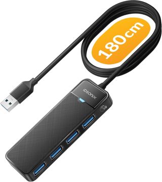Hub USB 3.0 avec câble étendu de 180 cm de Long, 4 Ports USB 3.0 Ultra Fin, répartiteur Multi-Ports USB, Adaptateur multiport USB pour Ordinateur Portable, PC, MacBook, clés USB