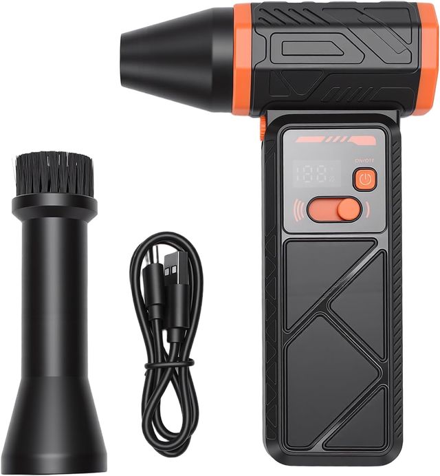 Dépoussiéreur d'air électrique, ventilateur Turbo, nettoyage efficace pour clavier d'ordinateur, maison, voiture (Orange)