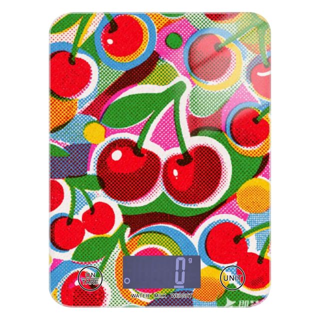 Balance de cuisine numérique 80s Cherry Bright Easy Clean pour peser les aliments 5 kg/5 g avec 4 unités pour régimes (piles non incluses)
