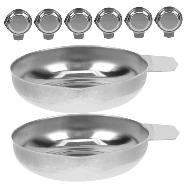 NUOBESTY Plateaux de Pesée Compacts et Polyvalents Lot de 8 en Acier Inoxydable Argenté pour Balance Électronique, pour Bijoux et Poudres Cuisine