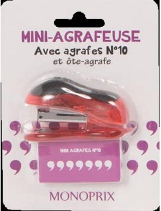 MONOPRIX Mini agrafeuse + agrafes numéro 10 -