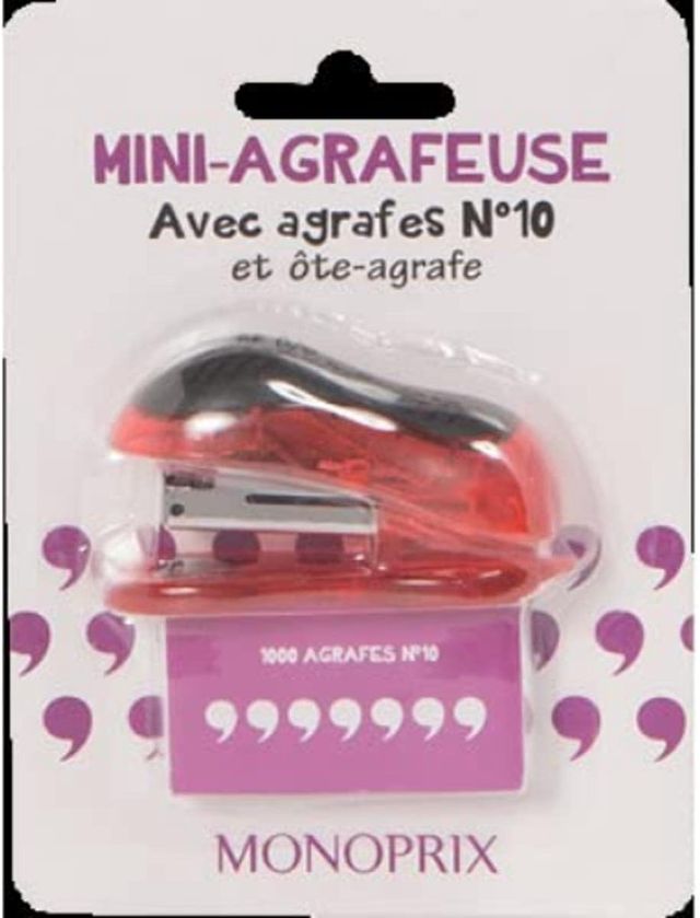 MONOPRIX Mini agrafeuse + agrafes numéro 10 -