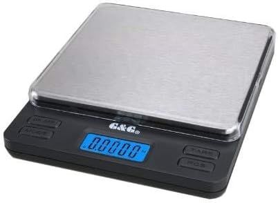 G&G LS Balance de poche numérique 1000 g/0,05 g pour peser l'or, les pièces de monnaie et la cuisine Surface de pesée extra large 10 x 10 cm