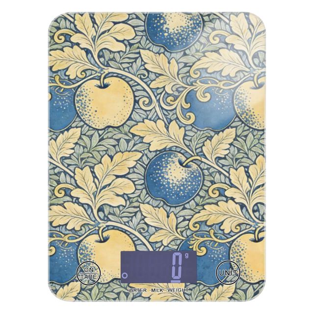 William Morris Balance de cuisine numérique vintage avec écran LCD Jaune Bleu 5 kg/5 g Piles non incluses