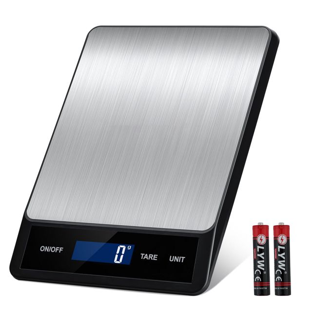 Wigearss Balance de Cuisine Numérique, Précision 15 kg/1 g, 6 Unités de Pesée, Balance Alimentaire de Haute Précision avec Fonction Tare et Écran LCD Rétroéclairé