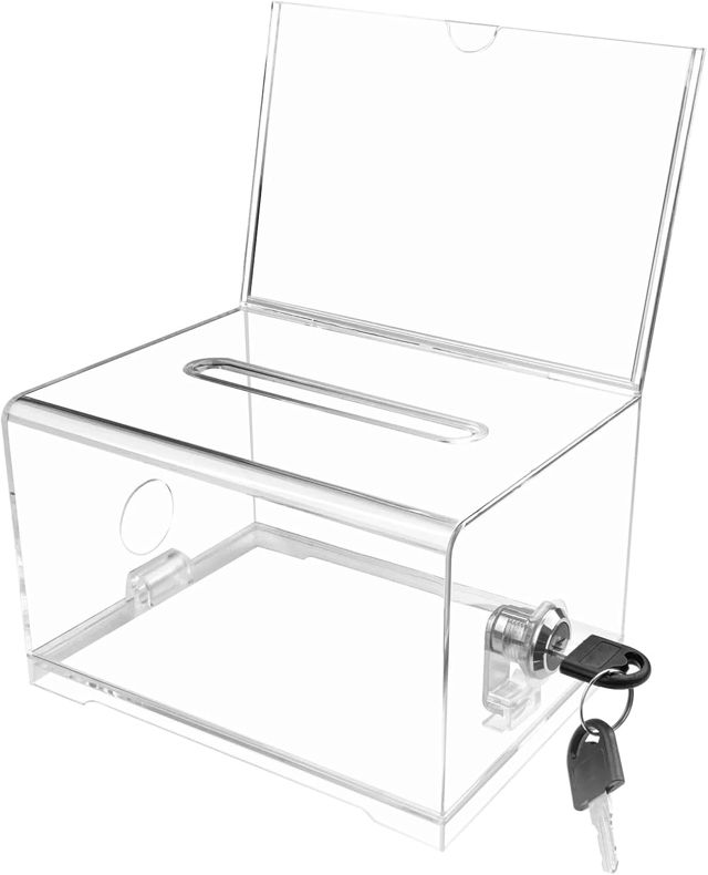Caisse Monnaie, Urne Transparente Vote Acrylique Verrouillable, Tirelire Transparente Avec Cadenas en Acrylique, Boîte à Suggestion, Boîte à Dons Verrouillable, pour Cartes de Visite, Votes