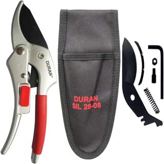 DURAN - Sécateur de Jardin à Galet Rolling Cut – Lame SK5 + Ressort + Enclume PP – Sécateur Professionnel Aluminium Léger – Housse Ceinture et Kit de Rechange Inclus – Coupe Branches 2 cm