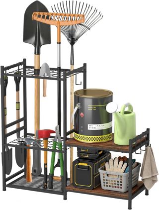 uyoyous Range outils de Jardin étagère à outils à 3 niveaux avec 6 crochets