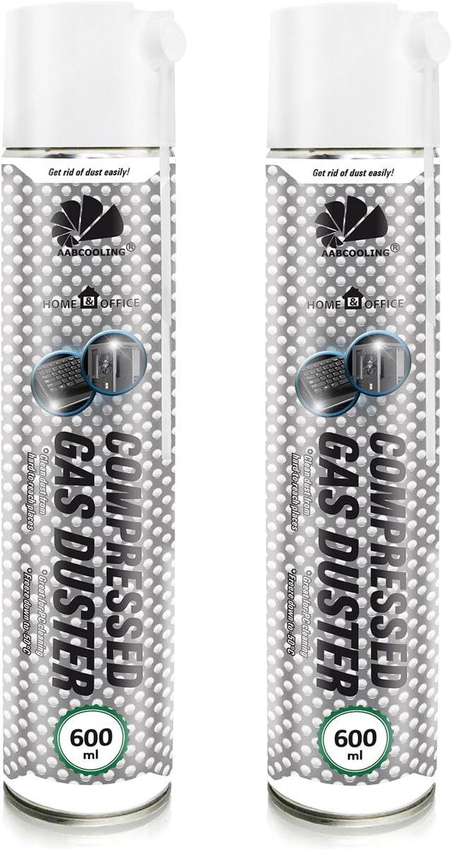 AABCOOLING Aspirateur pour Ordinateurs (2 x 600 ML) – Dépoussiérant Bureau, Nettoyage PC, Laptop, Clavier, Radiateurs, Écran, Aérosol d'air Comprimé