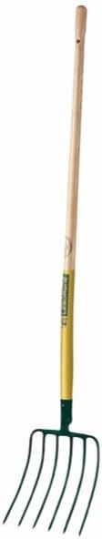 LEBORGNE - Fourche à Maïs 6 Dents - Outils Forgés et Trempés - Sans Manche - Dimensions 32 x 27 cm - Poids 1,1 kg - Protège Pointes pour Sécurité - Pour Foin et Déchets Végétaux