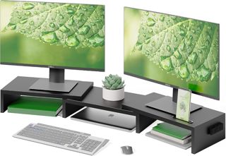 BONTEC Rehausseur Ecran PC Bureau pour 2 Moniteurs, Extensible 80-108 cm
