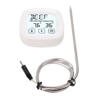 Ejoyous Thermomètre de Cuisine Numérique, Thermomètre Alimentaire à écran Tactile ABS avec Sonde, Plage de 572 °F, 9 Préréglages 5 Niveaux de Cuisson, Minuterie pour Barbecue, Grill, Rôtissage,