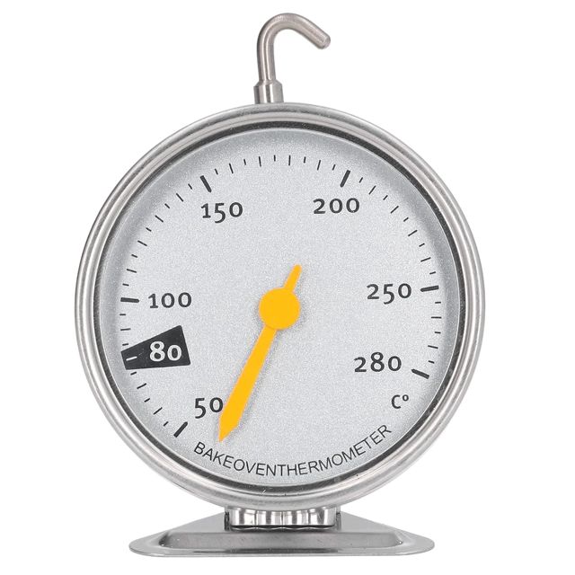 Garosa Thermomètre de Four en Acier Inoxydable avec Grand Cadran et Pointeur Jaune, Plage 50-280 ℃ pour la Cuisine Barbecue