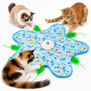 Jouet Chat Interactif, Jouet pour Chat avec Plumes, Jeux pour Chat, Jouet Chat Automatique, Jeu Interactif Chat, Jeux Chat, 3 Modes de Jeu, Rechargeable USB, Graffiti