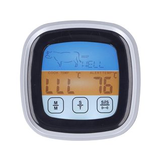FTVOGUE Thermomètre à Viande Numérique, Thermomètre Alimentaire Numérique ABS avec Affichage LED, Jauge de Température de Viande de -68F à 572F, Minuterie de 99 Minutes 59 Secondes pour la Cuisine,