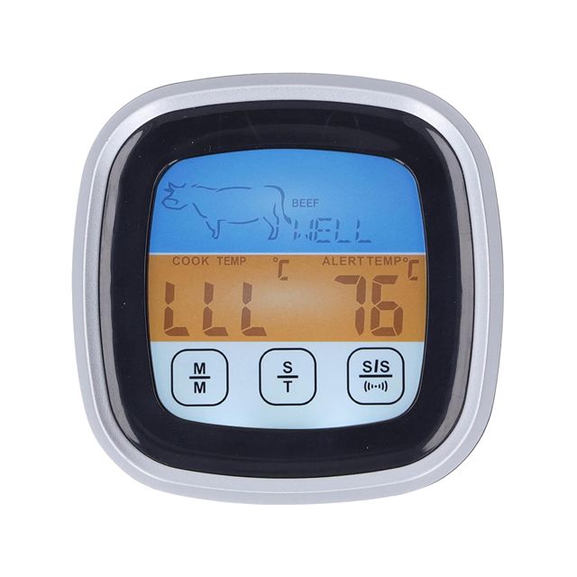 FTVOGUE Thermomètre à Viande Numérique, Thermomètre Alimentaire Numérique ABS avec Affichage LED, Jauge de Température de Viande de -68F à 572F, Minuterie de 99 Minutes 59 Secondes pour la Cuisine,