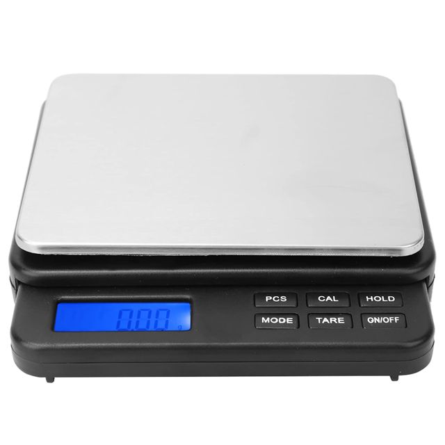 Balance de Cuisine Alimentaire, 1000g / 0.01g Mini Balance de Cuisine Numérique de Haute Précision Balance Électrique avec Affichage Rétroéclairé Bleu (Noir)