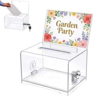 Boîte de Dons en Acrylique, Boîte à Dons Verrouillable, urne Électorale Transparente avec Serrure à Clé, Tirelire Transparente, avec Autocollant, pour Stocker les Bulletins de Vote et les Collectes