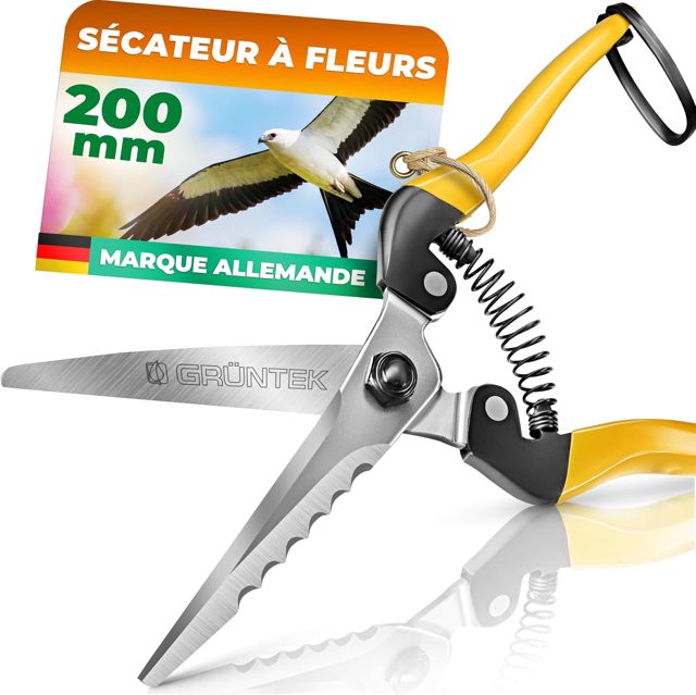 GRÜNTEK Sécateur de Jardin 200 mm. Sécateur Fleuriste Ciseaux à Fleurs