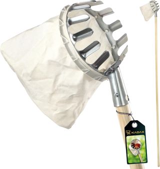 KADAX Cueilleur à long manche en bois avec sac - Collecteur de fruits pour pommes, cerises, poires, attrape-fruits, cueille-pommes, récoltes de fruits (176 cm)