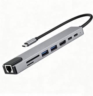 Adaptateur USB C vers HDMI, Hub USB 8 en 1 Type C avec Sortie Vidéo, Adaptateur Type C, Ports 3.0, Lecteur SD TF et Charge PD pour Ordinateur Portable, Tablette et Écran