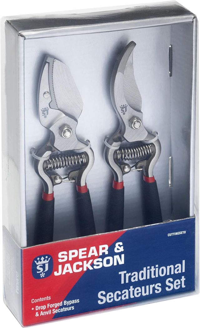 Spear & Jackson CUTTINGSET8 Set de sécateurs à lames courbes et à enclume traditionnels