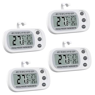 Thermomètre numérique pour réfrigérateur 4 PCS,Thermomètre à Congélateur Numérique avec Crochet,Écran LCD Facile à Lire,Enregistrement Max/Min,Parfait pour la Maison,Les Restaurants,Bars,La cave à vin