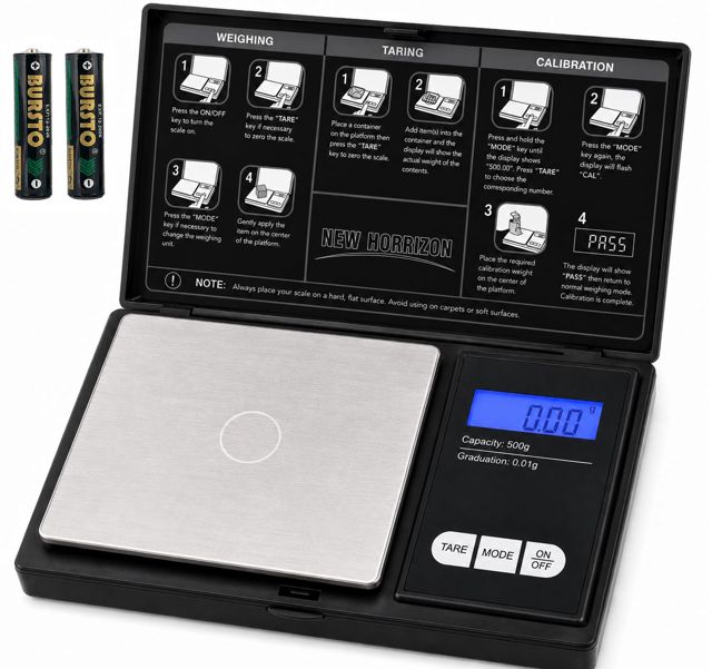 New Horrizon Balance numérique de poche avec écran LCD pour cuisine ou joaillerie 0,1 g x 500 g