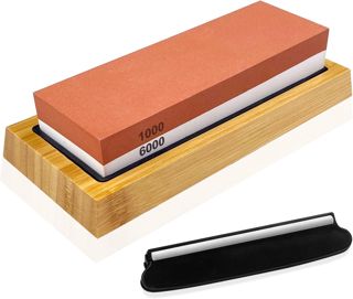 Uootach Pierre à Aiguiser, 2 en 1 Aiguiseur Couteaux 1000/6000, Meule professionnelle deux en un avec base en bambou antidérapante, Tapis antidérapant en silicone et Localisateur, pierre à aiguiser