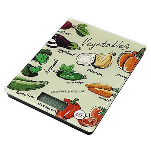 Suinga Bascule de cuisine LED avec capacité jusqu'à 5 kg et graduation de 1 gramme. Dimensions : 15,2 x 20 cm. Décoration de légumes.