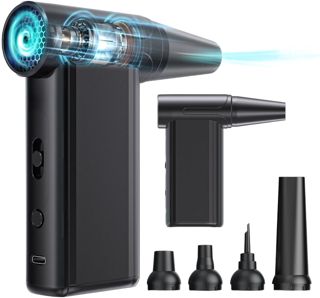 Souffleur turbo sans fil pour nettoyage de boîtier de PC, moteur sans balais 100 000 tr/min, avec ventilateur haute puissance réglable et portable pour enlever la poussière du clavier de voiture, noir