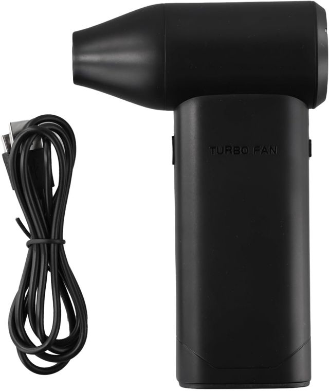Souffleur électrique haute 130 000 tr/min, 52 m/s Violent Turboventilateur avec batterie 3000 mAh, pour mini équipement d'extérieur, appareil photo, canapé, dépoussiérage (noir)
