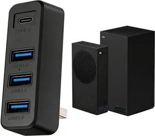 4 Ports USB 3.0 Hub for Xbox Series X/S Consoles, Xbox Series USB Hub High-Speed Expansion Splitter Adapter with 3 USB 3.0 Ports + 1 Type C 3.0 Port for Xbox Series S/X Accessories (Black)