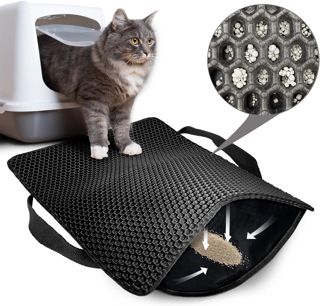 Tapis Litière Chat 61x38cm poignées, Tapis de Litière pour Chat Imperméable