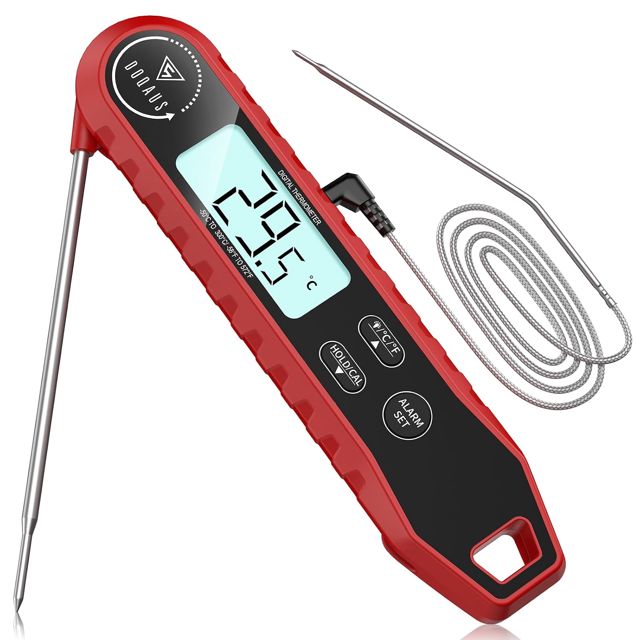 DOQAUS Thermometre Cuisine à Double Sonde, mit Alarme Température (Rouge)