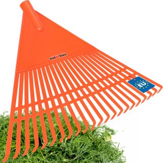KOTARBAU® Rateau à Feuilles - Plastique - 44 cm - Noir - avec Manche - Râteau Jardin - Balai à Gazon - Ramasse Feuilles - Léger - Résistant - Entretien Jardin