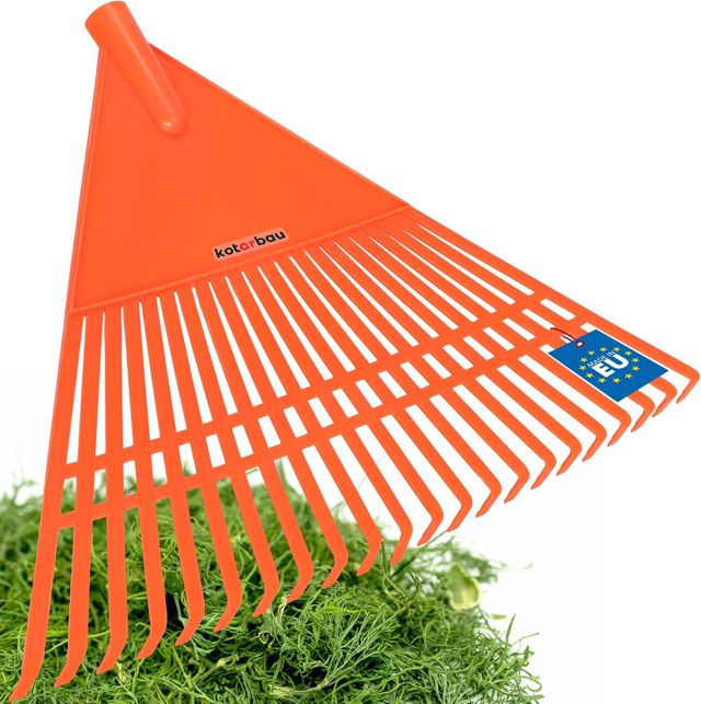 KOTARBAU® Rateau à Feuilles - Plastique - 44 cm - Noir - avec Manche - Râteau Jardin - Balai à Gazon - Ramasse Feuilles - Léger - Résistant - Entretien Jardin