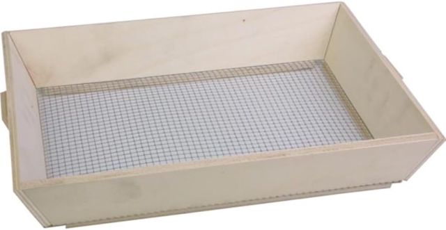Perel Tamis de Sol en Bois rectangulaire 32x22x11 cm, Tamis a Compost avec Maillage Fin 6x6 mm, Tamis Manuel pour Terre terreau Sable et Gravier, Tamis de Jardin Leger pour tamisage Precis