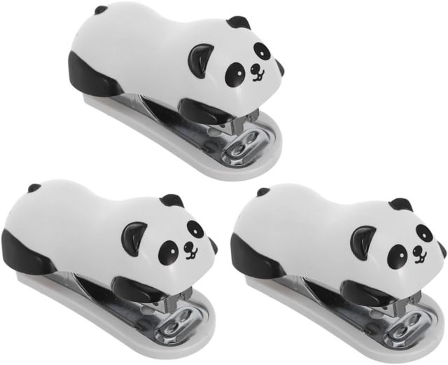 3 Pièces Mini Agrafeuse Panda de Bureau Manuelle Portable