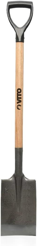 VITO Bêche à Rebord Acier Trempé Manche en Bois Poignée Ergonomique