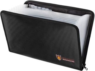 QNIGLO Coffre Fort anti feu avec Serrure, Sac Ignifuge de Grande Taille pour Argent, Passeport, Certificat important, Matériel de haute qualité 36 x 27 x 10cm avec sac organisateur multicouche