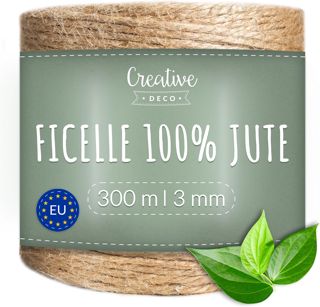 Creative Deco 10m Corde de Jute Epaisseur 30mm | Personnalisation