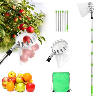 4M Cueille Fruit Télescopique en Inox avec Sac de Collecte pour Pomme