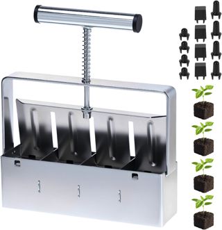 QWORK 5cm Presse Motte pour semis, Outil de Blocage de Terre, Confortable pour Planter, Transplanter, Serre