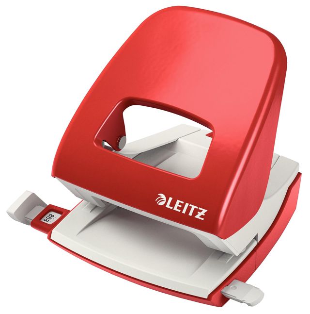 Leitz Perforatrice Sans Effort, Capacité 30 Feuilles, Vert clair, Métal, Réglette de Guidage avec Repères, NeXXt, 50080050