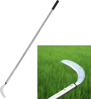 YEELOR Faucille de désherbage, Faucille d'herbe en Acier avec Lame dentelée à Double Tranchant, Fouet à Gazon télescopique, Faucille d'herbe Debout, Outil de Jardin léger à Long Manche pour Jardin