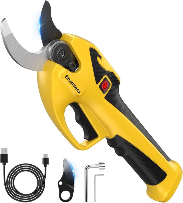 Sécateur Électrique Sans fil, 23mm Sécateur Électrique & 600 W Moteur Sans Balais & écran LED, Rechargeable par USB-C, Autonomie Longue Durée,Idéal pour Le jardin, Les Branches et Les Arbres Fruitiers
