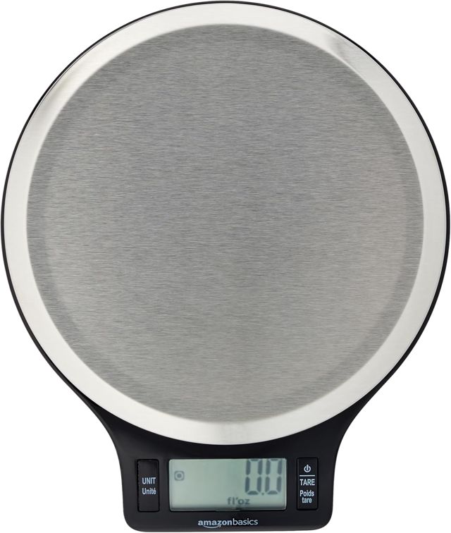 Amazon Basics Balance de cuisine numérique, sans bisphénol A, en acier inoxydable avec affichage LCD (piles fournies), Noir