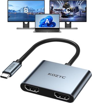 KOZYC USB C vers Dual HDMI Adapter 4K@60Hz, Type C to HDMI Splitter Extended Display (MST Only Support Windows OS)