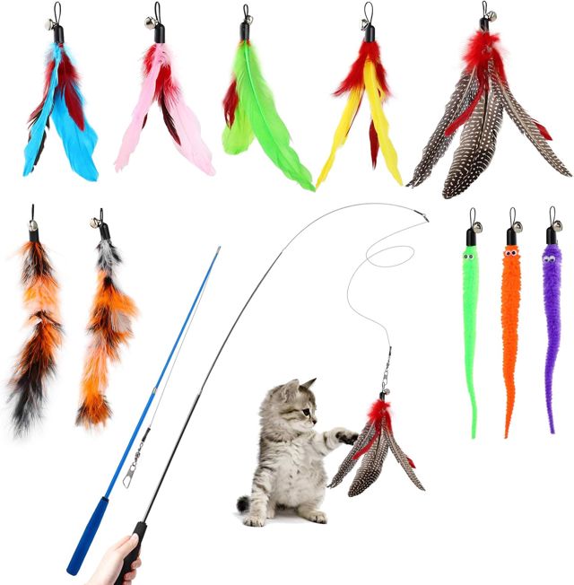 Hianjoo Jouet à Plumes pour Chats 12 PCS, Jouets Interactifs pour Chats